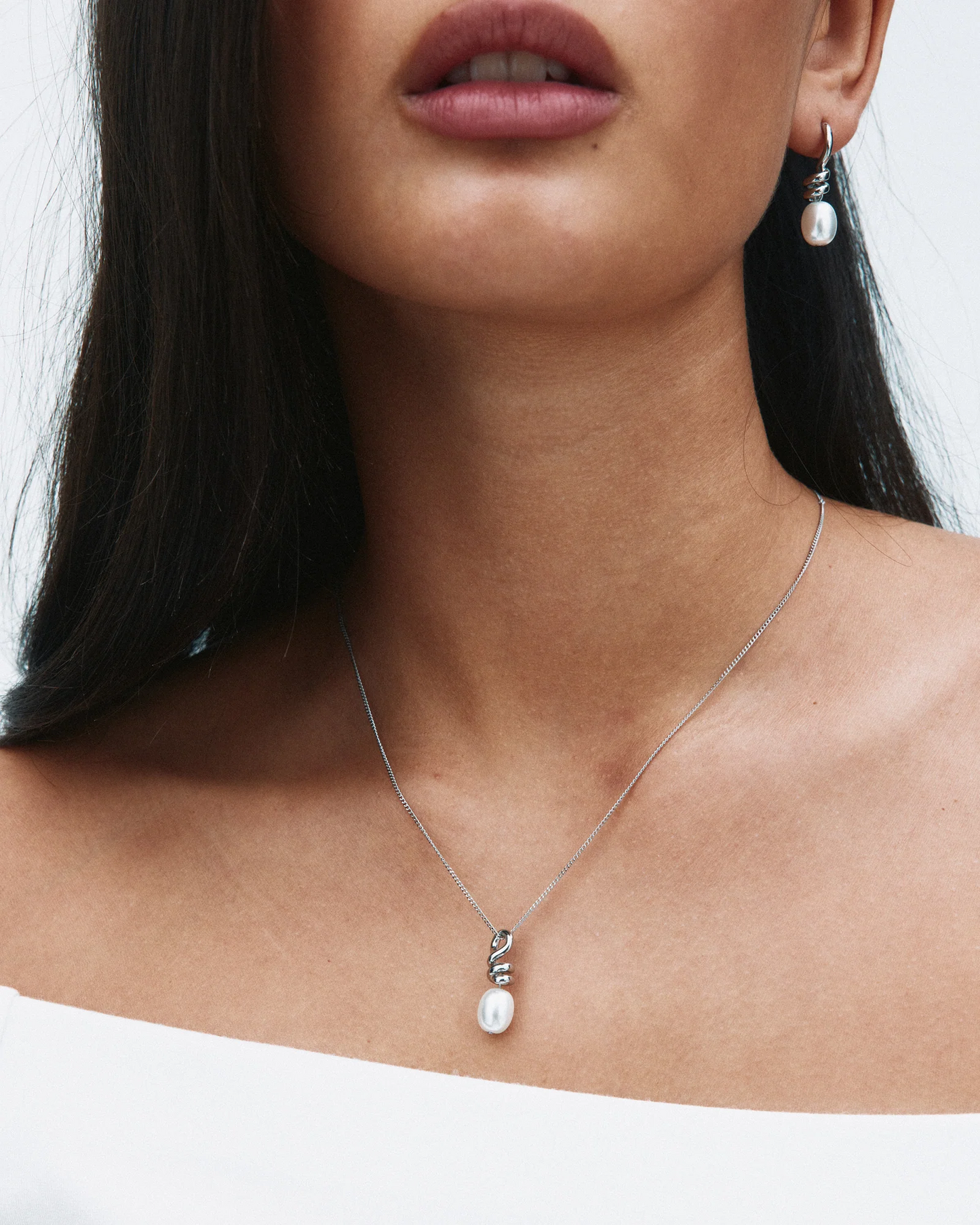 Edblad Swivel Necklace Pearl S - Silver
