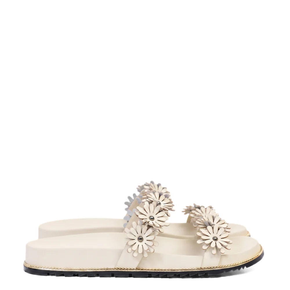 Kathryn Wilson Floral Slide - Stone Calf