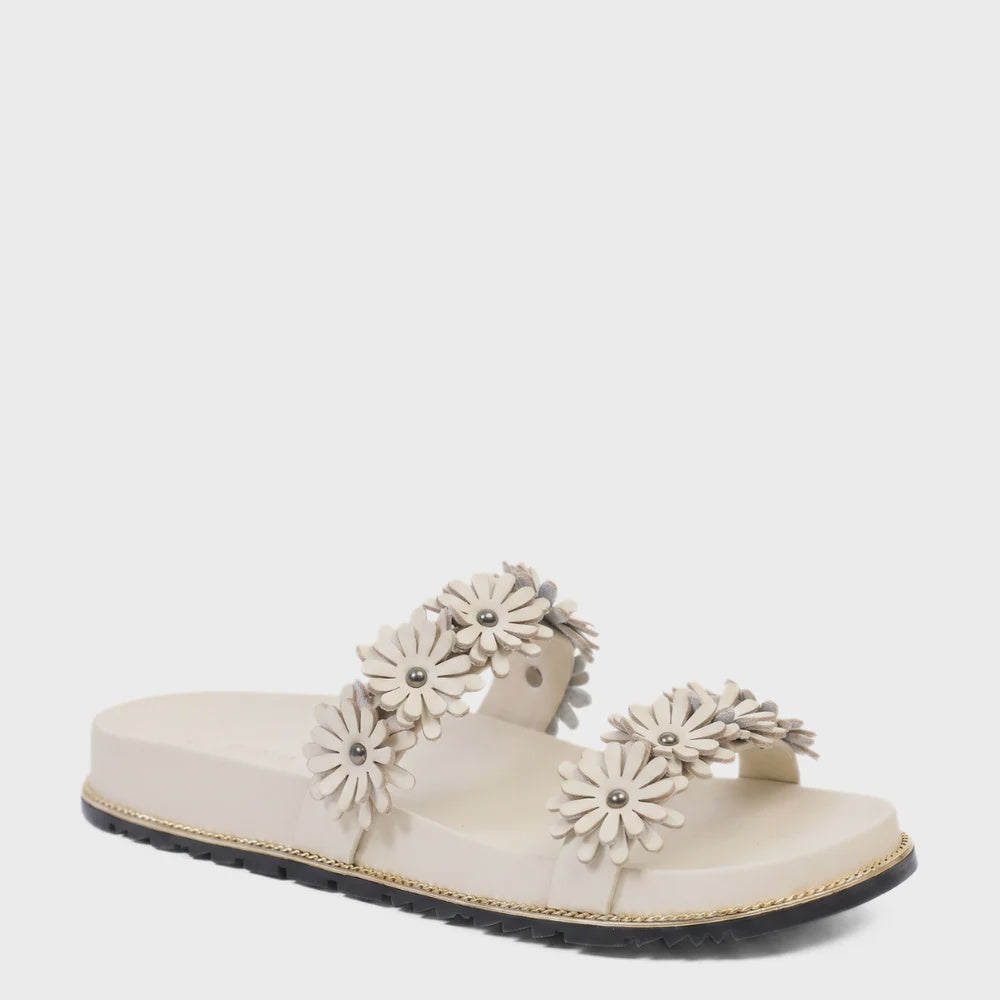 Kathryn Wilson Floral Slide - Stone Calf