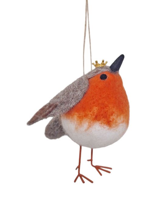Felt Robin With Crown