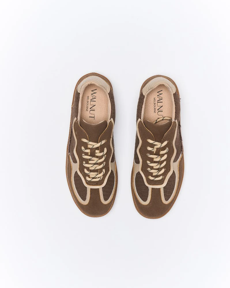 Walnut Fallon Sneaker - Chocolate Raffia