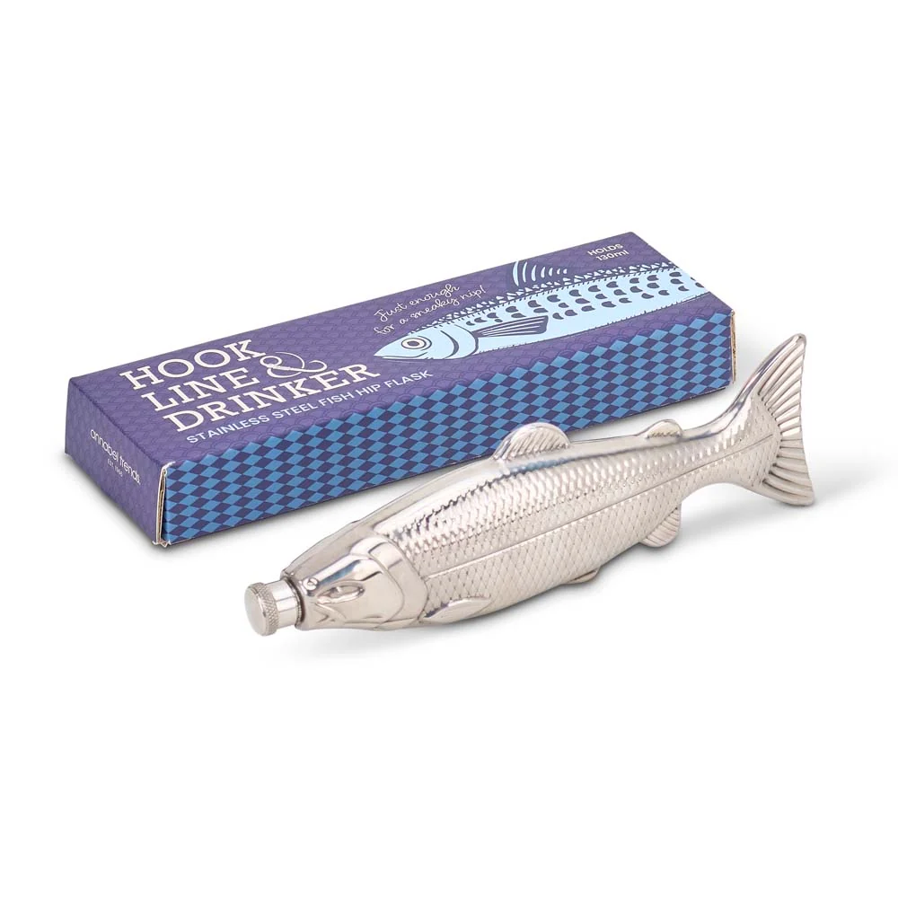 Annabel Trends Mens Hip Flask - Fish