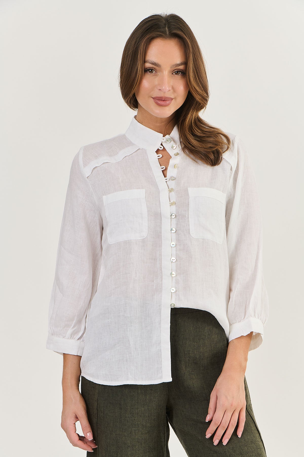 Naturals Linen Shirt GA498 - White