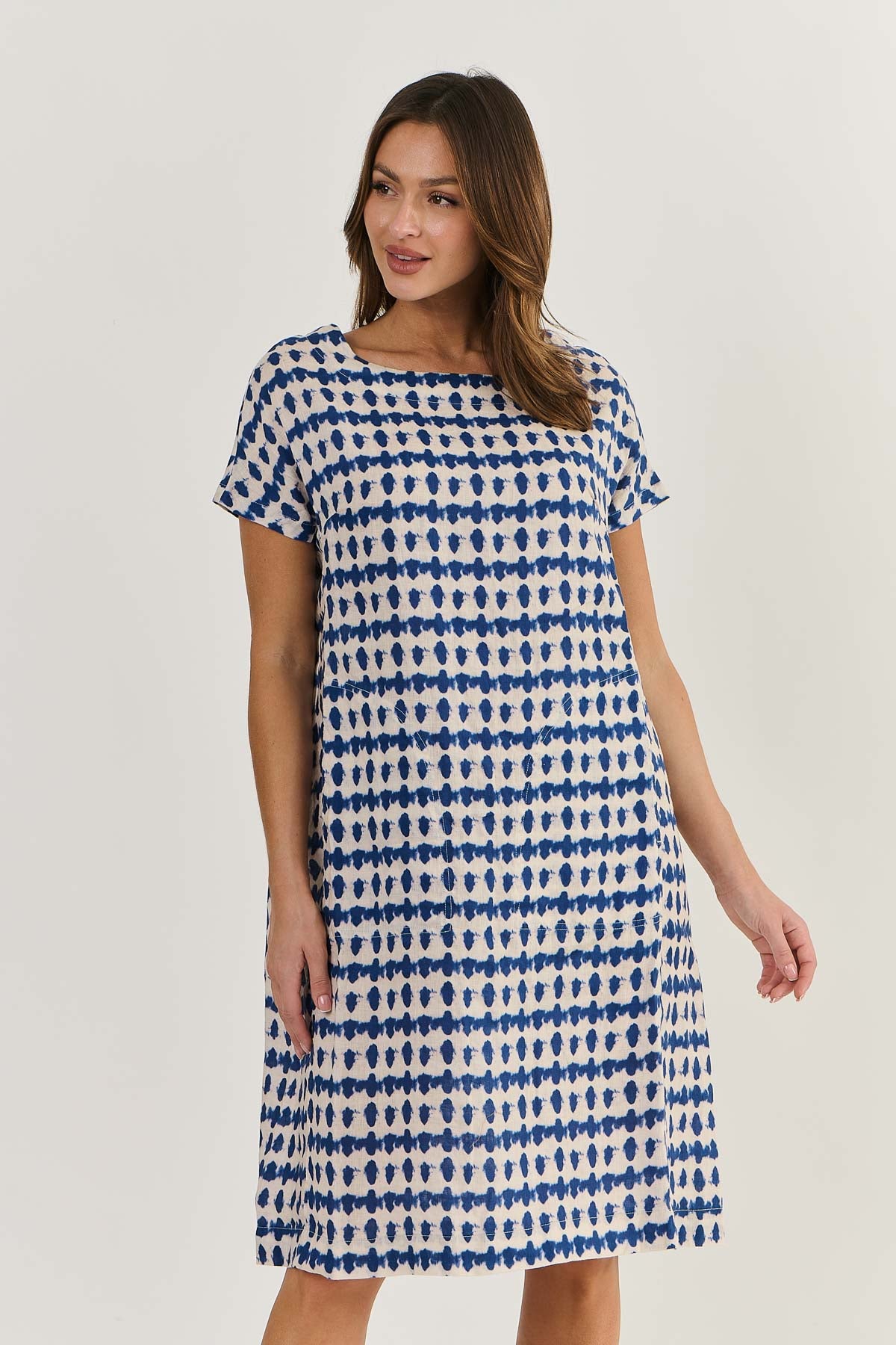 Naturals Linen A-line Dress  GA520 - Delta Blot