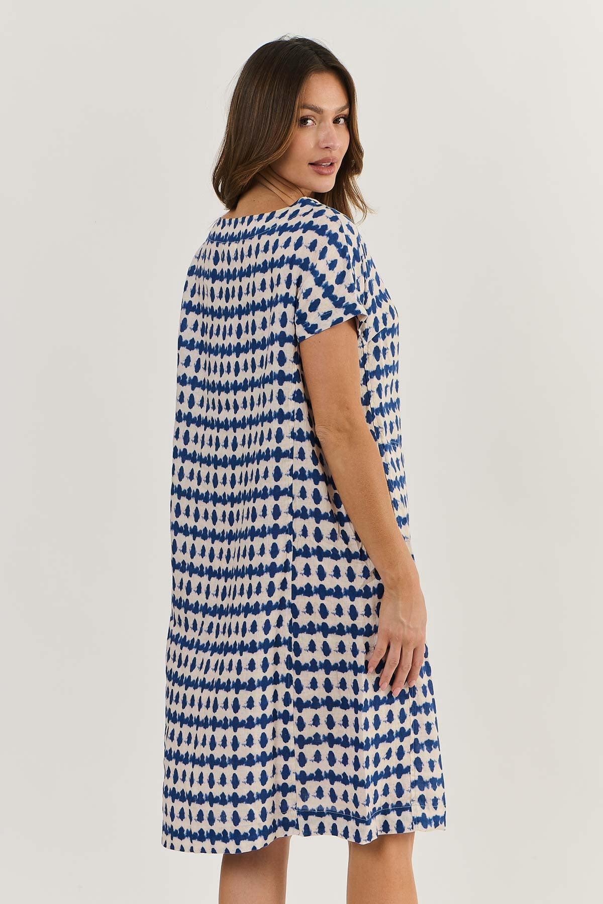 Naturals Linen A-line Dress  GA520 - Delta Blot