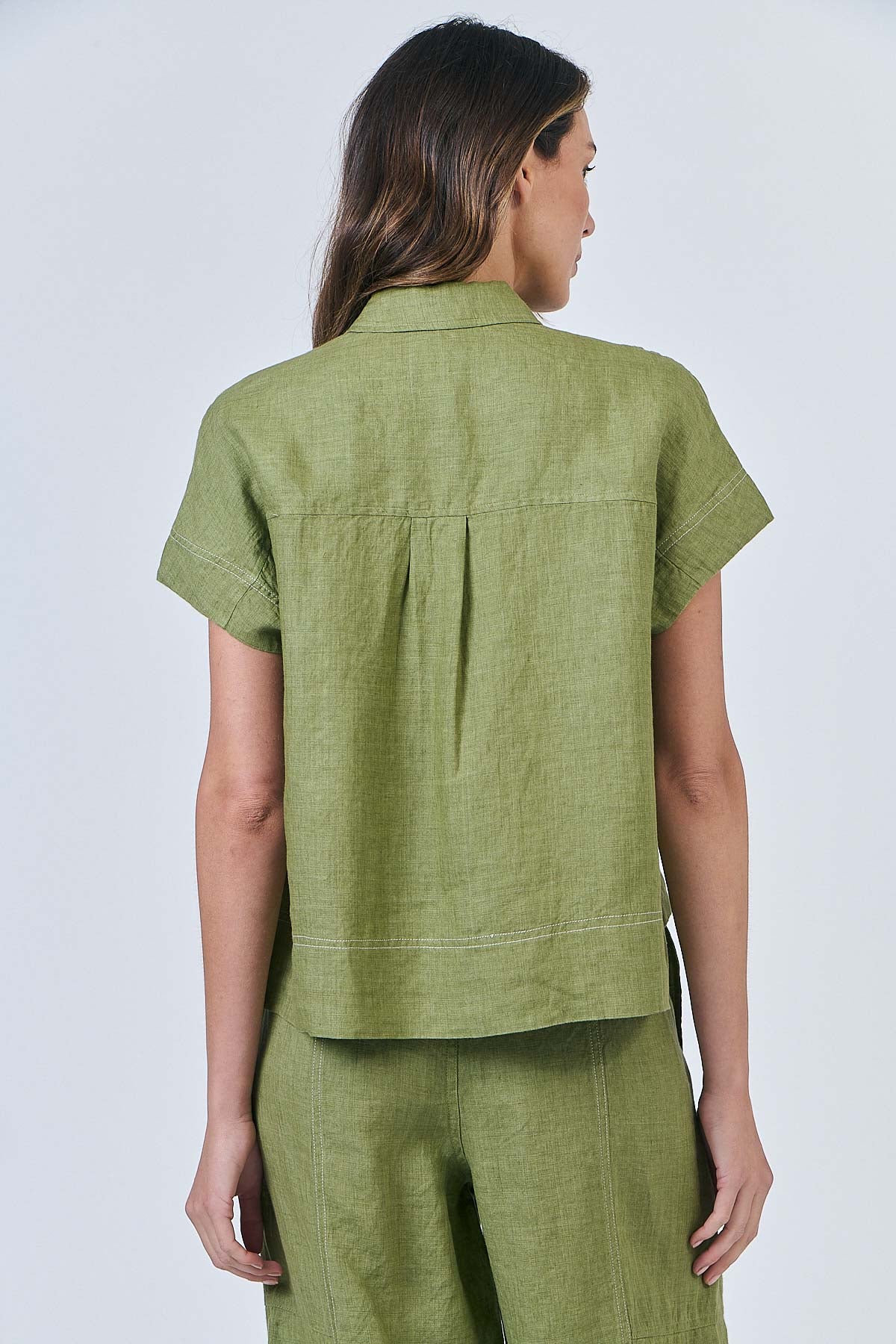 Naturals GA533 Button Thru Top - Moss