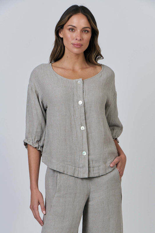 Naturals GA539 Button Thru Top - Cement