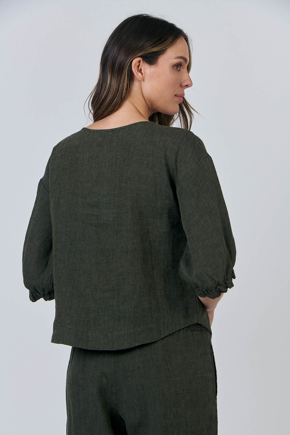 Naturals GA539 Button Thru Top - Licorice
