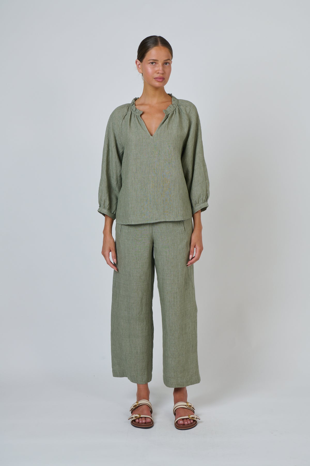 Naturals GA398 Linen Pants - Artichoke
