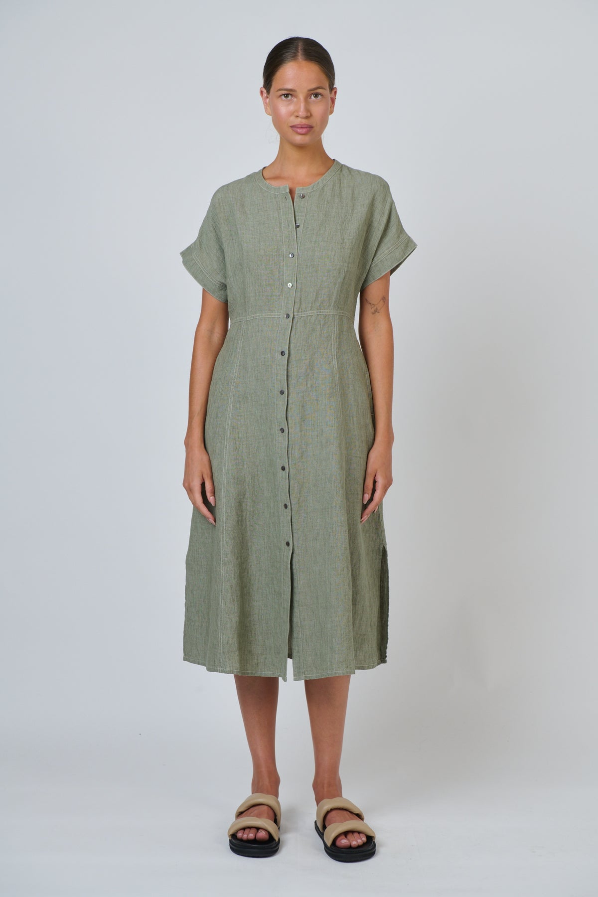 Naturals GA612 Linen Dress - Artichoke