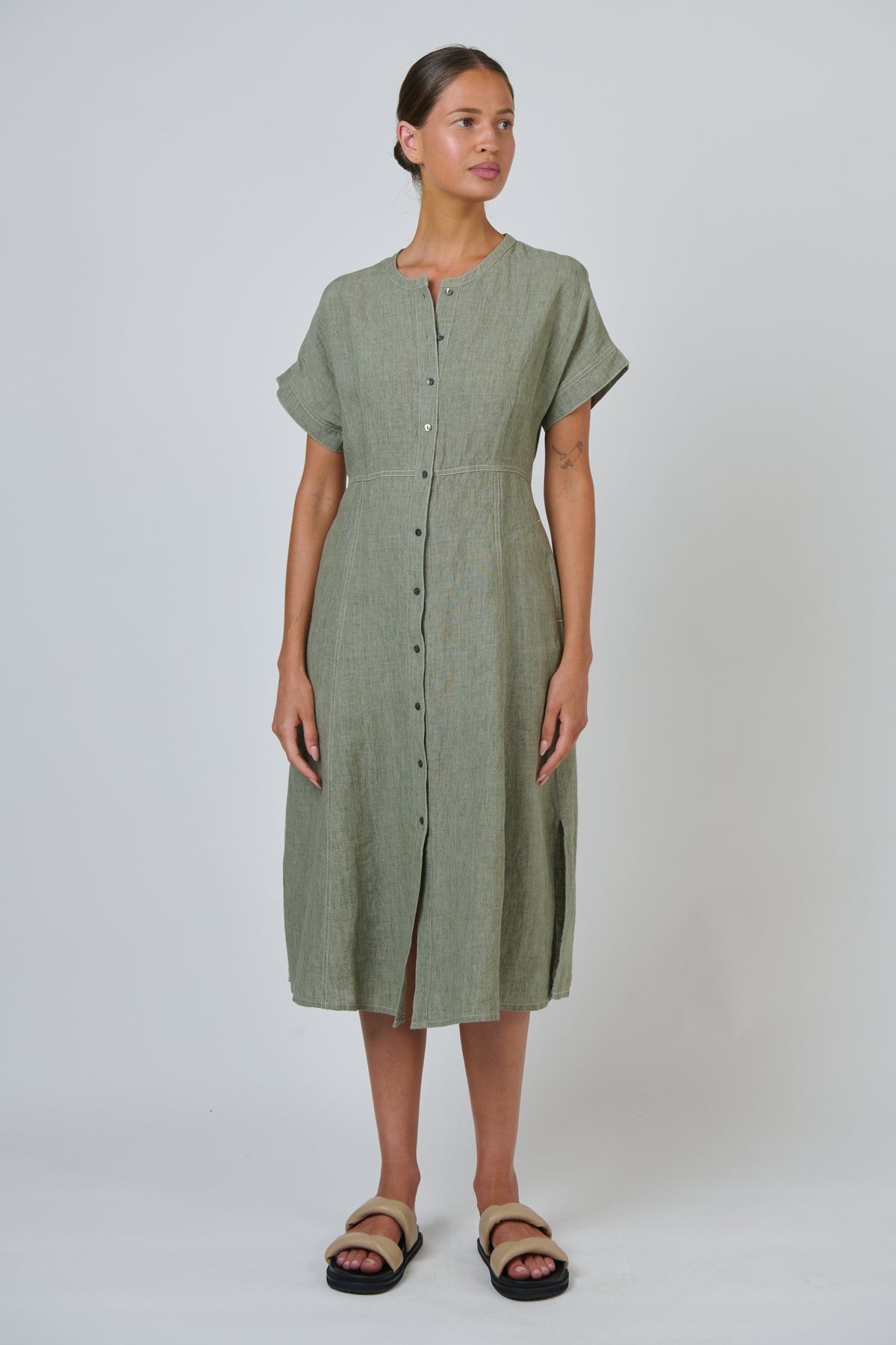 Naturals GA612 Linen Dress - Artichoke