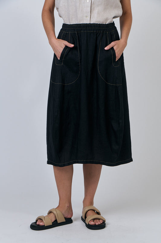 Naturals GA639 Skirt - Black Linen