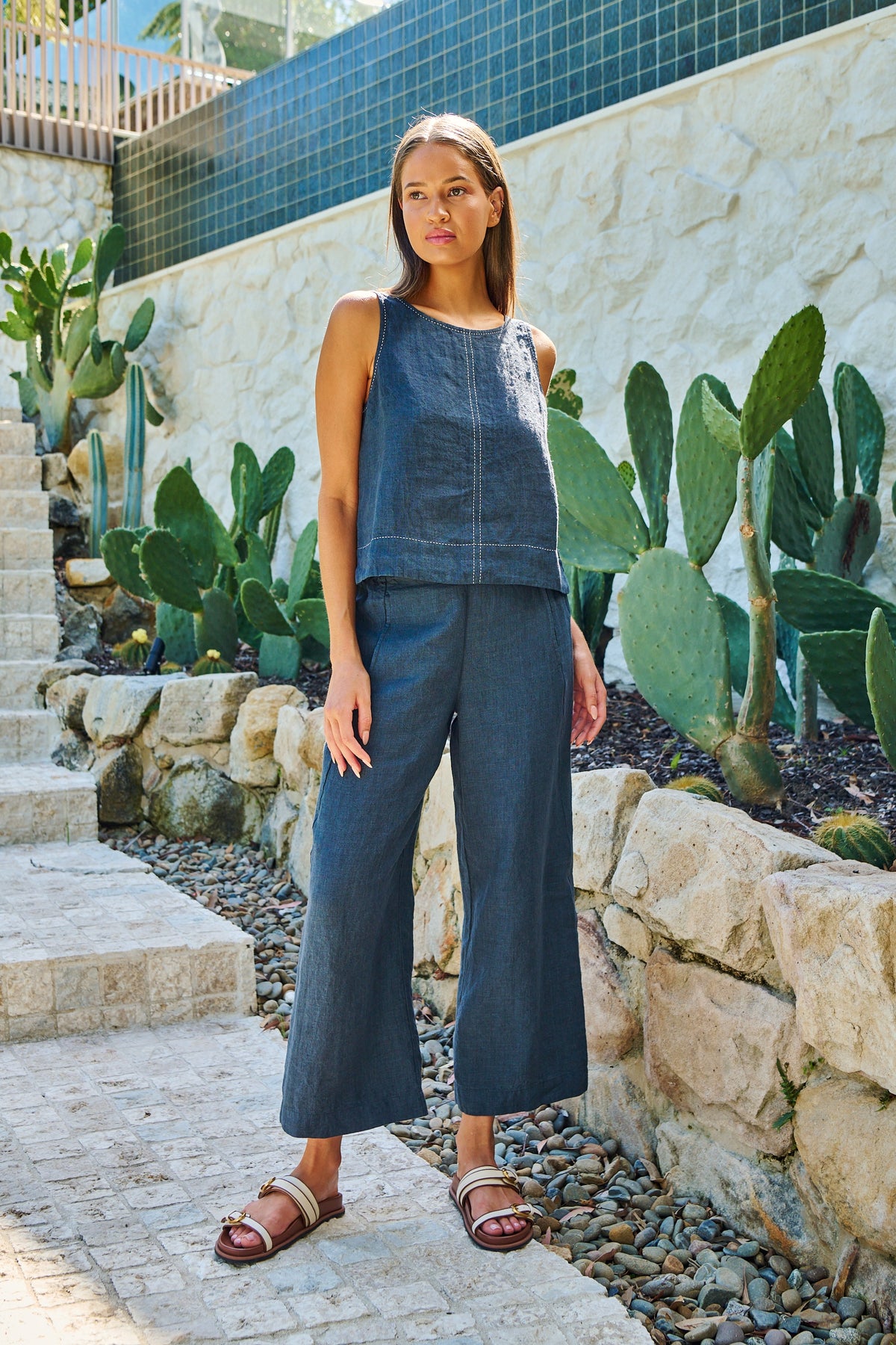 Naturals GA398 Linen Pants - Gunsmoke
