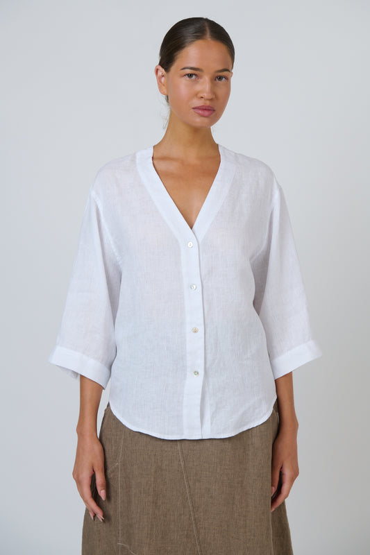 Naturals GA717 Linen Top - White