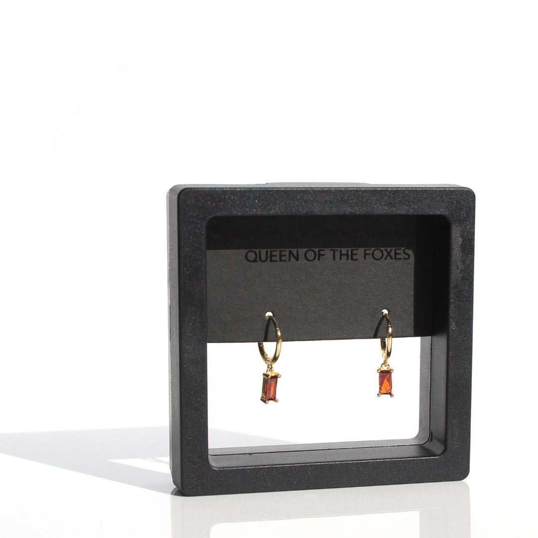 Queen of the Foxes Stone Drop Huggies - Garnet
