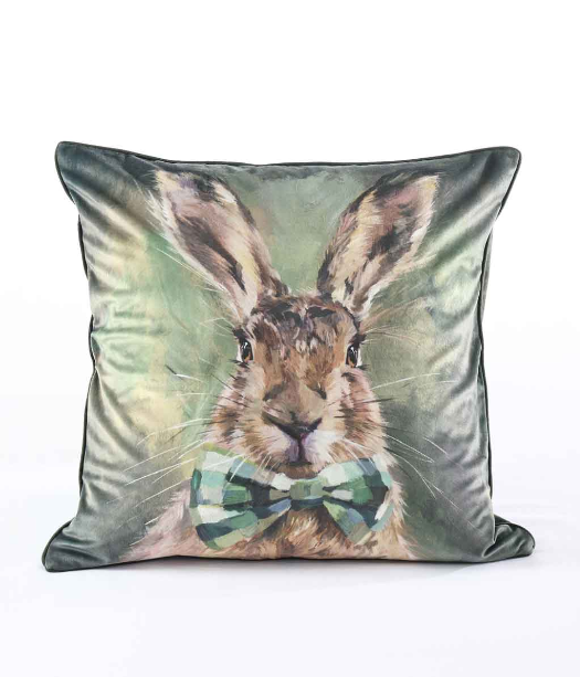 MM Linen Pawtraits Hare Tie Cushion