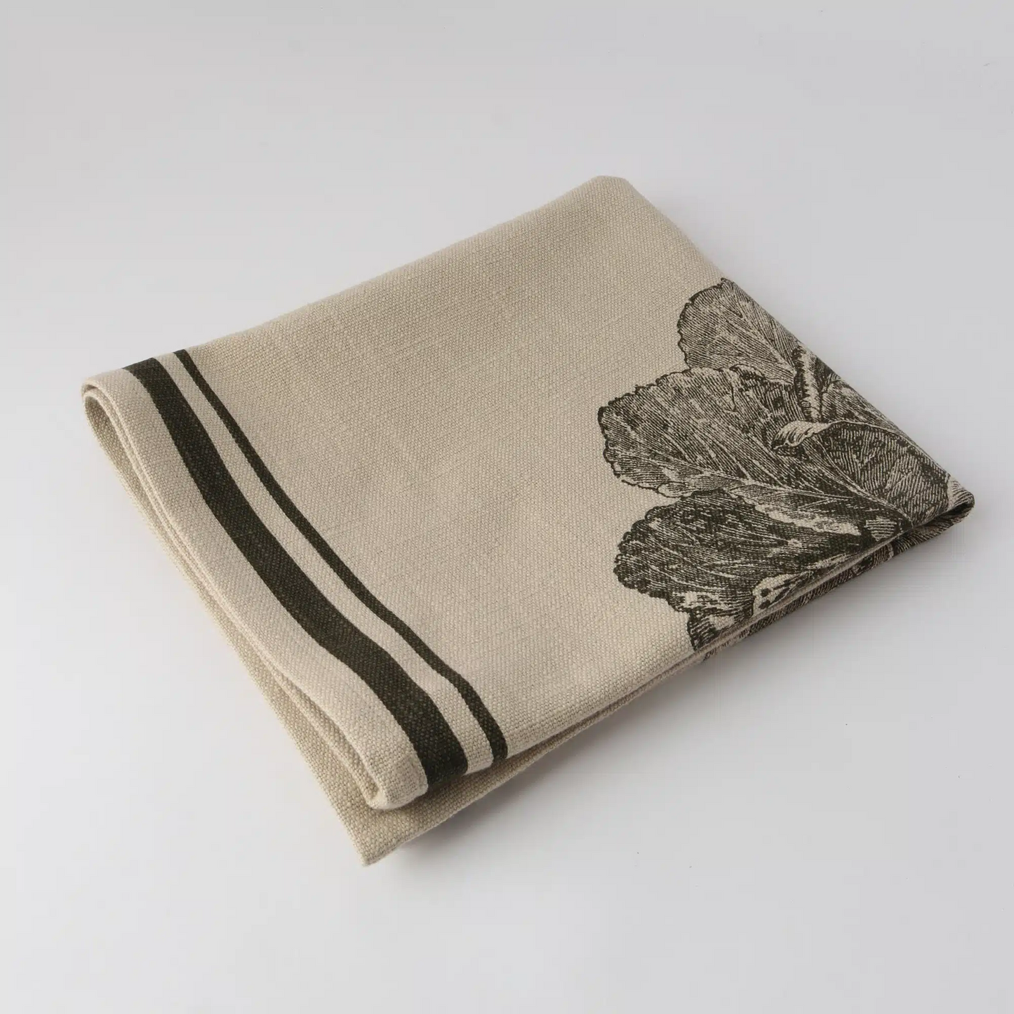 Le Forge French Grainsack Tea Towel Natural & Olive - Cabbage