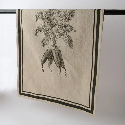 Le Forge French Grainsack Tea Towel Natural & Olive - Carrot