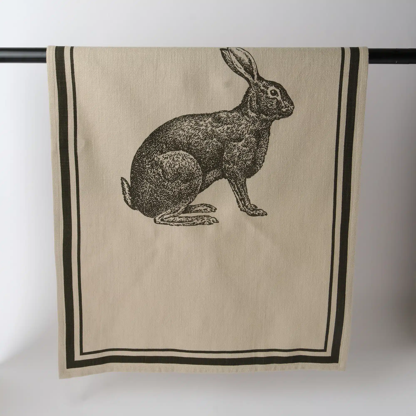 Le Forge French Grainsack Tea Towel Natural & Olive - Rabbit