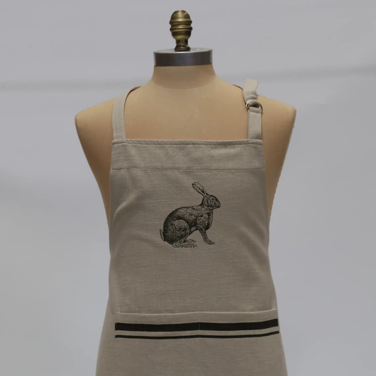 Le Forge French Grainsack Apron Natural & Olive - Rabbit
