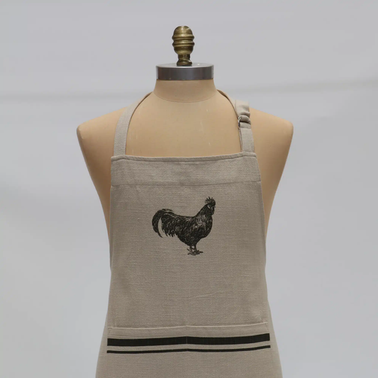 Le Forge French Grainsack Apron Natural & Olive - Rooster