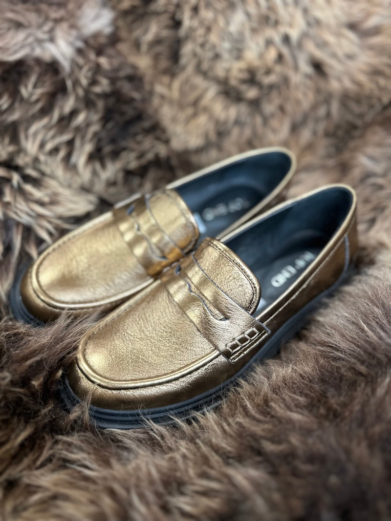 Top End Zoafa Loafer - Old Gold Shine