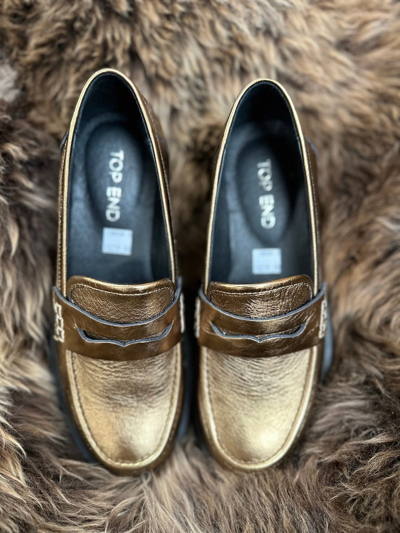 Top End Zoafa Loafer - Old Gold Shine