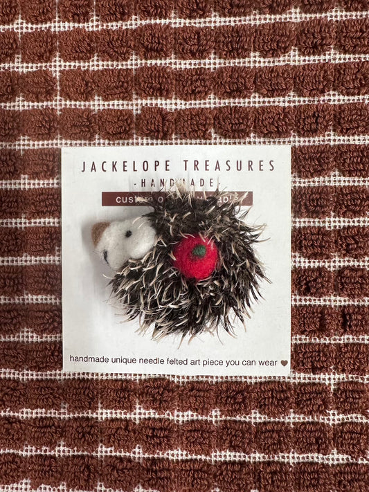 Jackelope Treasures Hedgehog Brooch - Left