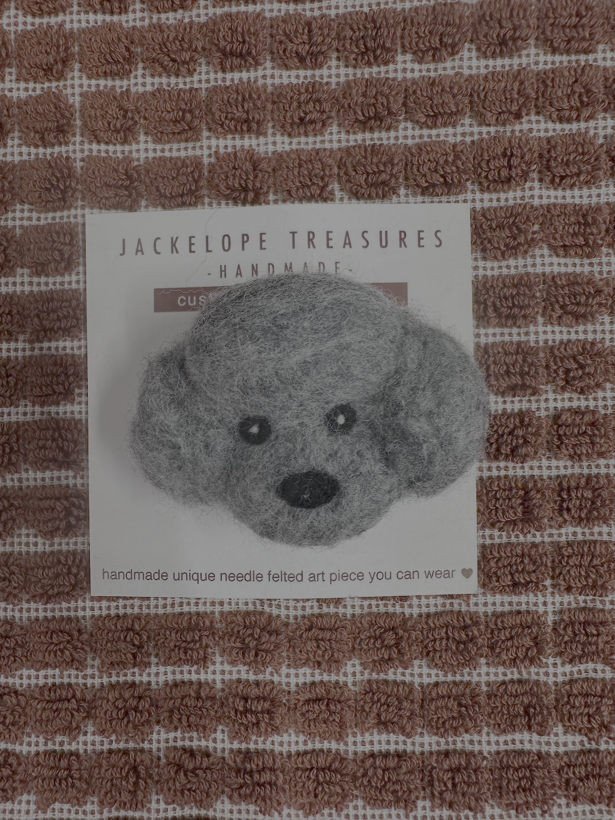 Jackelope Treasures Poodle Brooch - Grey