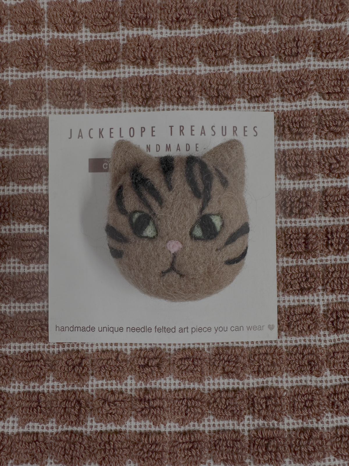 Jackelope Treasures Tabby Cat Face Brooch