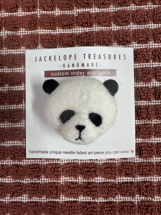 Jackelope Treasures Panda Face Brooch