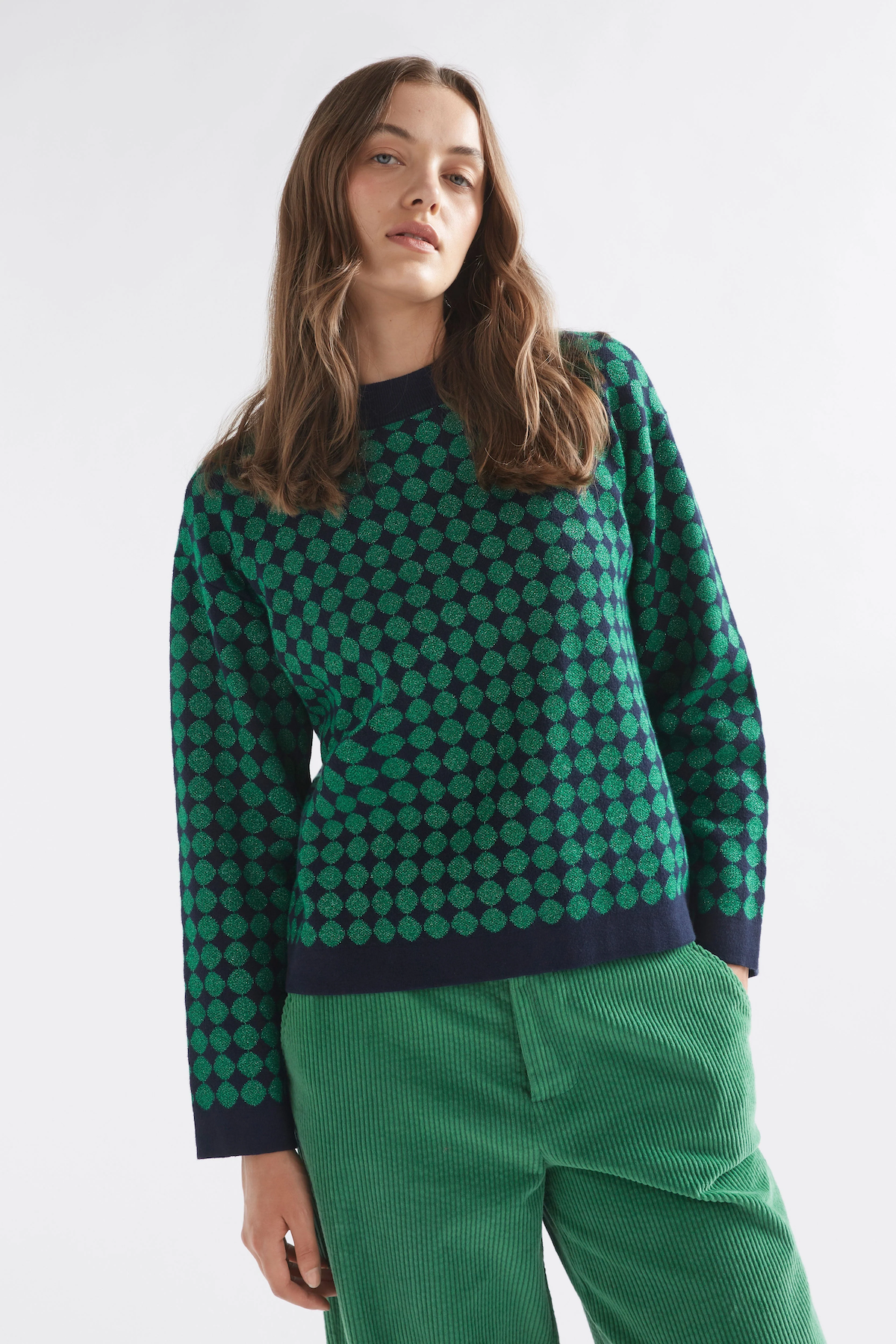 Elk Leira Sweater - Navy Green Metallic