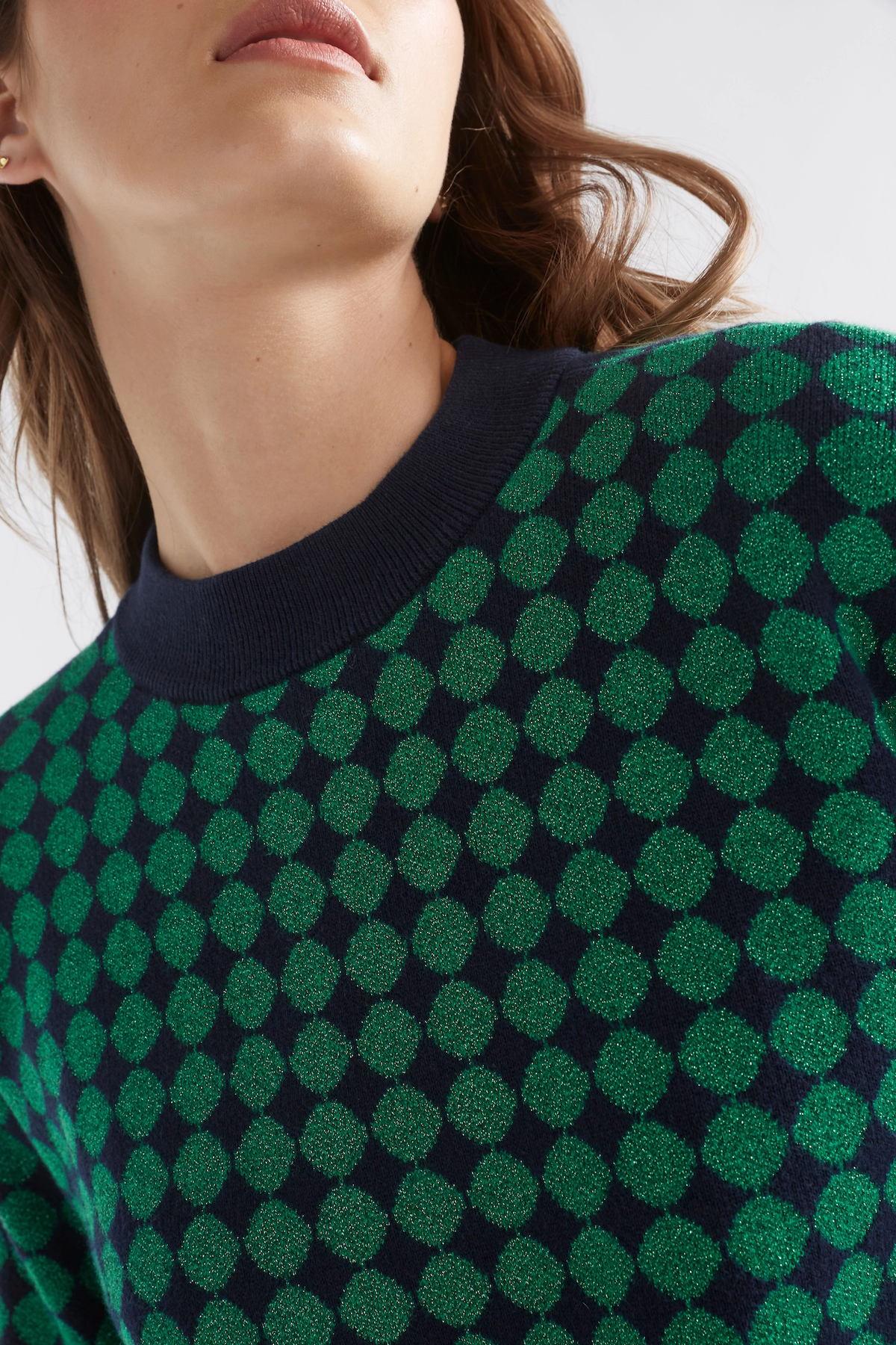 Elk Leira Sweater - Navy Green Metallic