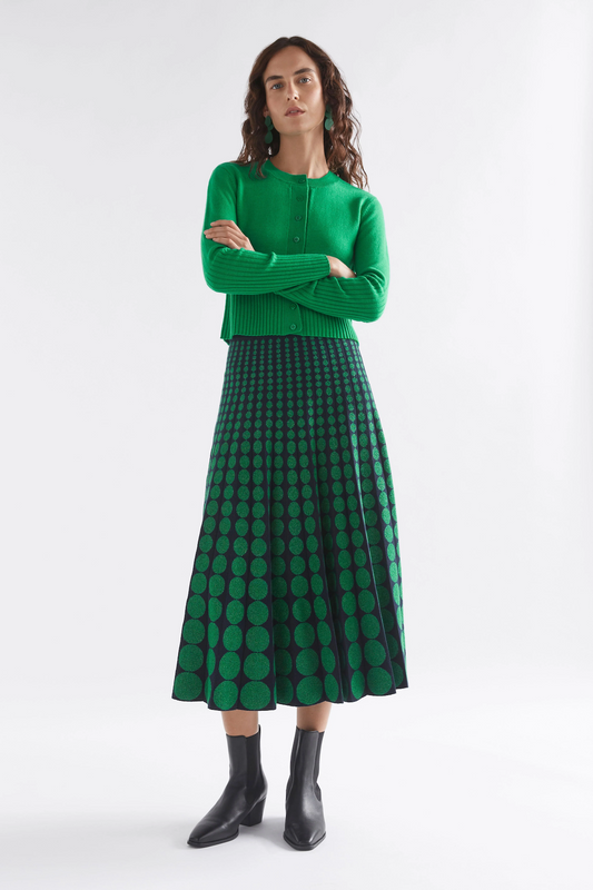 Elk Leira Knit Skirt - Navy Green Metallic