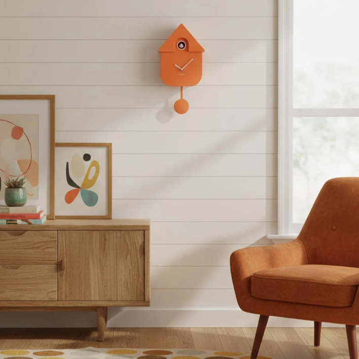 Karlsson Modern Cuckoo Clock - Bright Orange