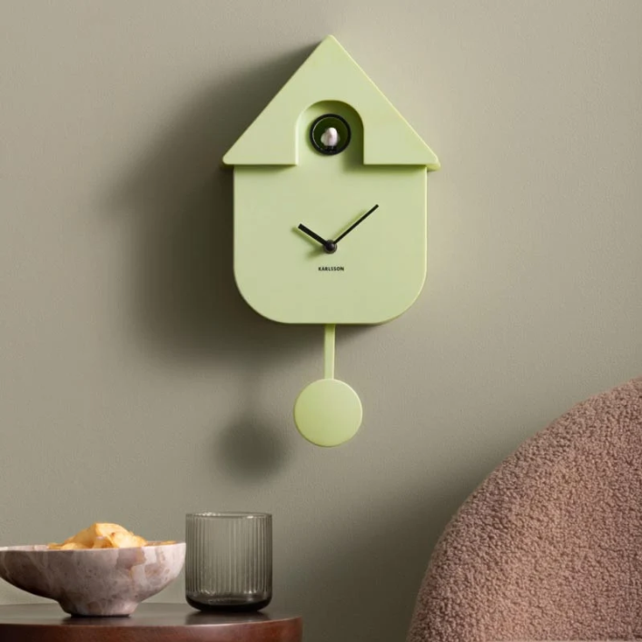 Karlsson Modern Cuckoo Clock - Soft Green