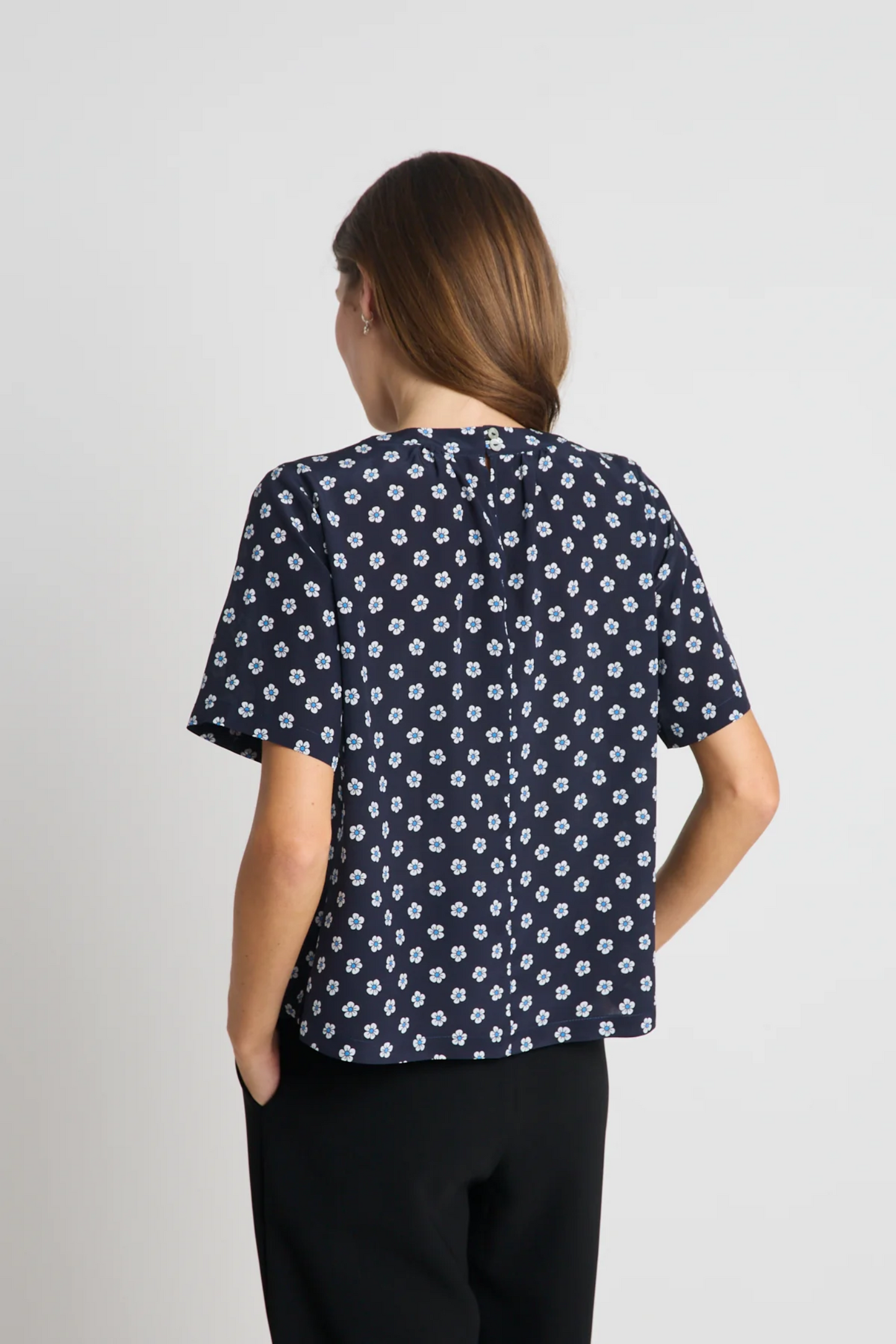 Twenty-Seven Names You And Me Tee - Navy Daisy Silk