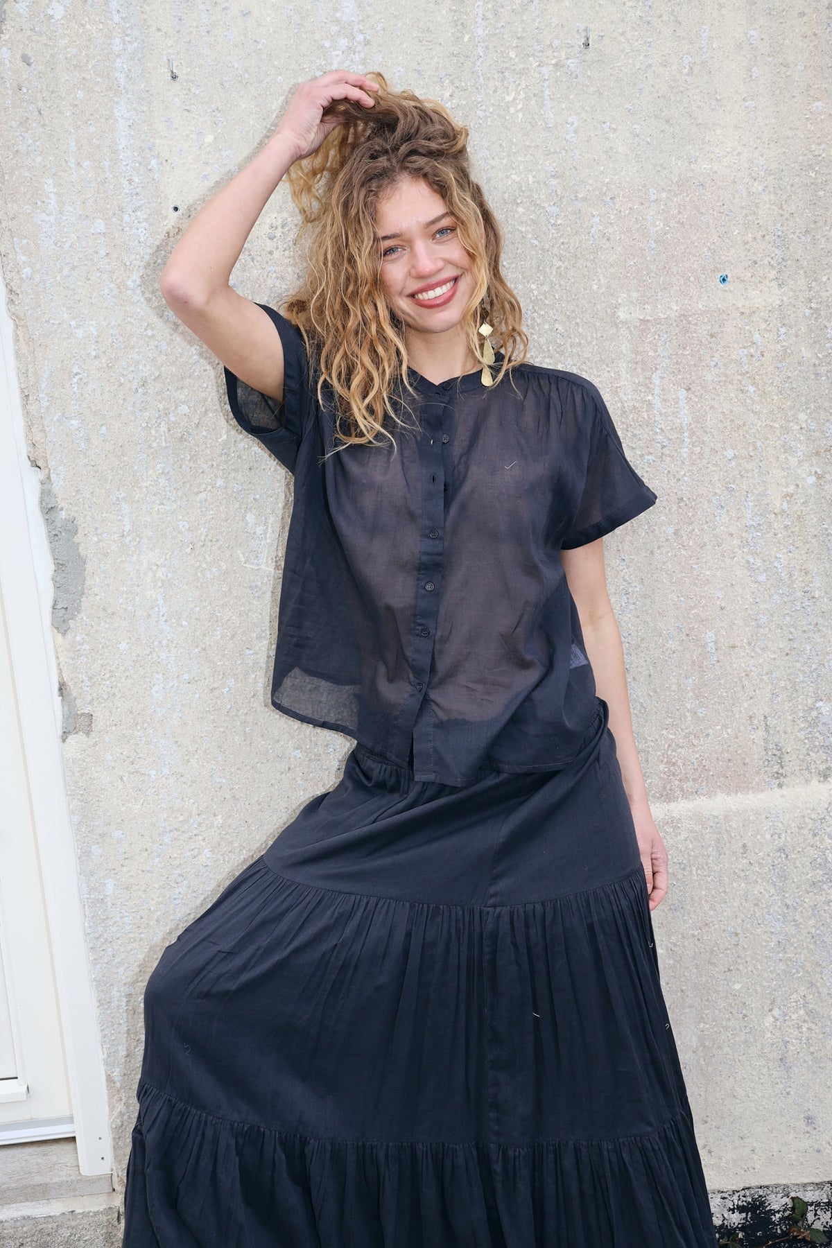 Lollys Laundry Mya Shirt SS - Washed Black