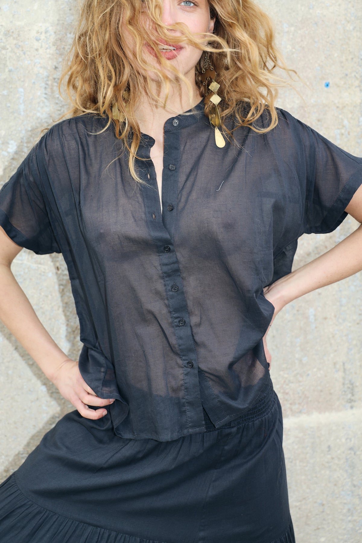 Lollys Laundry Mya Shirt SS - Washed Black