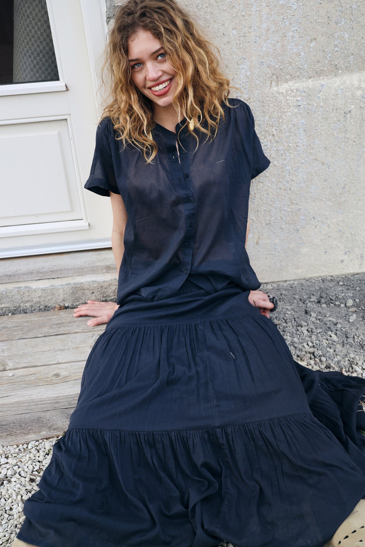 Lollys Laundry Mya Shirt SS - Washed Black