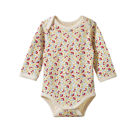 Nature Baby Long Sleeve Bodysuit - Kitchen Garden Print