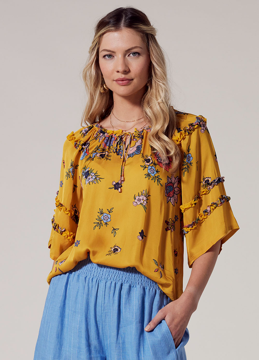 Loobies Story Gala Blouse - Gold Multi