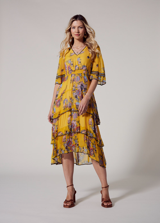 Loobie's Story Gala Layered Dress - Gold Multi