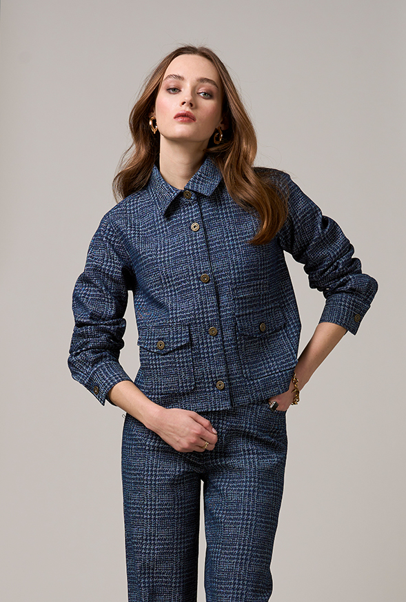 Loobie's Story Harper Jacket - Denim houndstooth