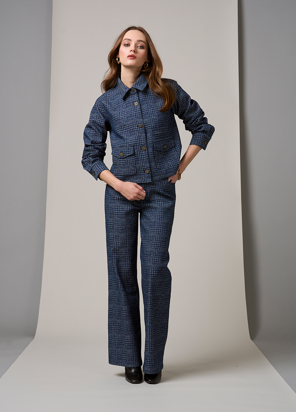 Loobie's Story Harper Jacket - Denim houndstooth