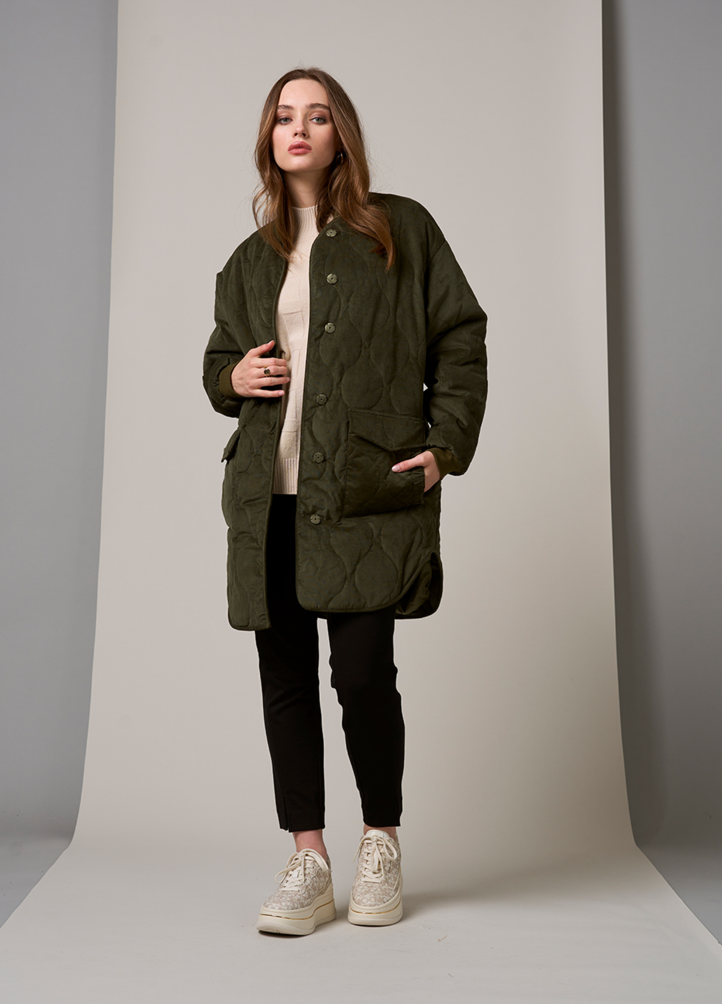 Loobie's Story Balmoral Coat - Olive