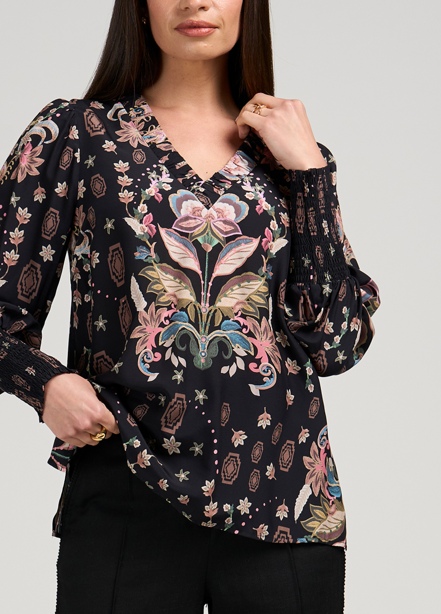 Loobie's Story Antoinette Blouse - Black Multi