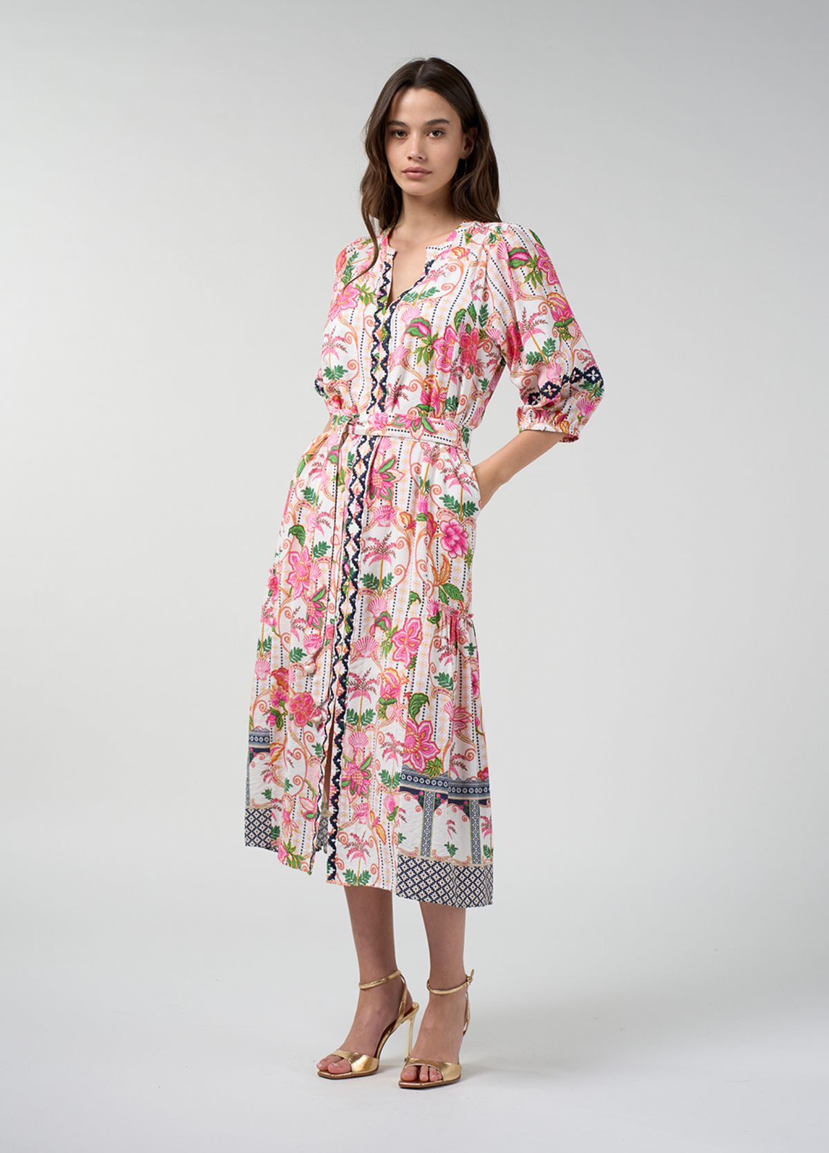 Loobie's Story Kandy Midi Dress - Silk White Multi