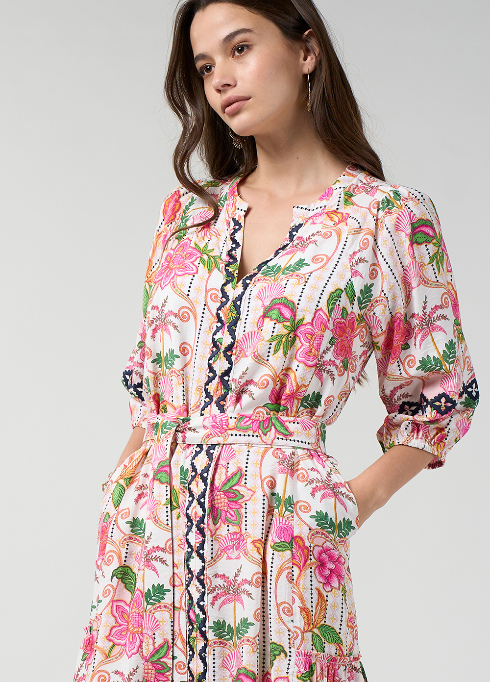 Loobie's Story Kandy Midi Dress - Silk White Multi