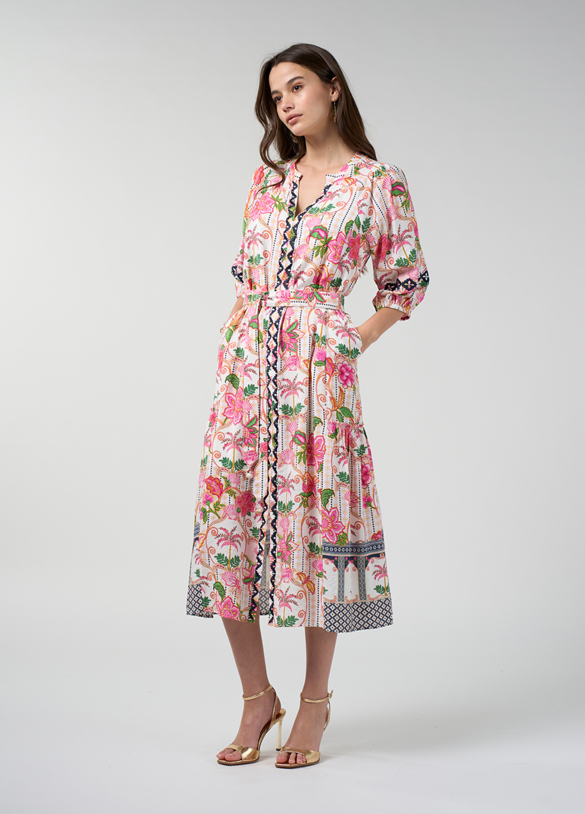 Loobie's Story Kandy Midi Dress - Silk White Multi